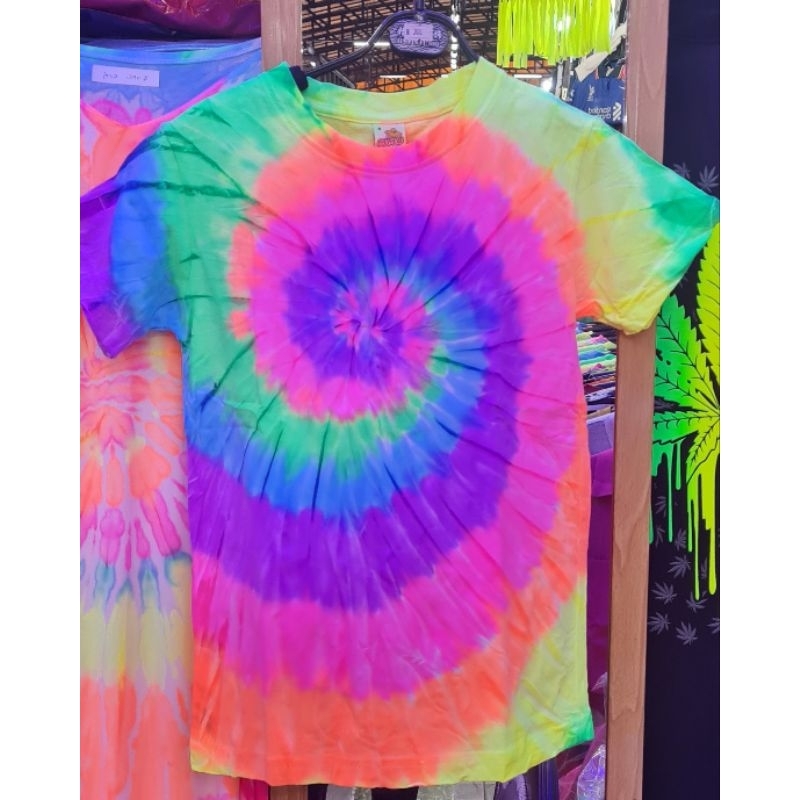 เสื้อมัดย้อมสีสด เสื้อมัดย้อมนีออนสะท้อนแสง เด็ก