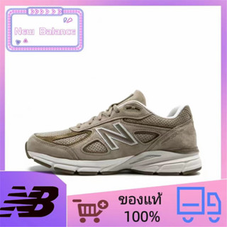 ของแท้ 100% แท้ 100% NB 990 V4 ระบายอากาศสวมใส่สบาย ๆ รองเท้าวิ่งต่ำบนผ้าลินินผู้ชาย