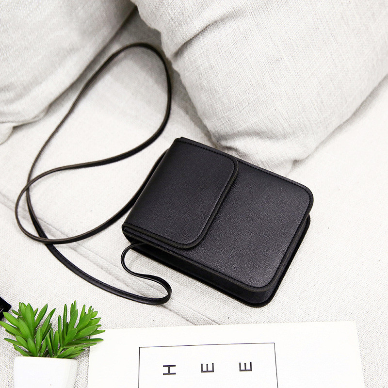 พร้อมส่ง J085 กระเป๋าดำเล็กใส่โทรศัพท์ กระเป๋าสะพายข้างสะพายไหล่ แฟชั่น หนังPU