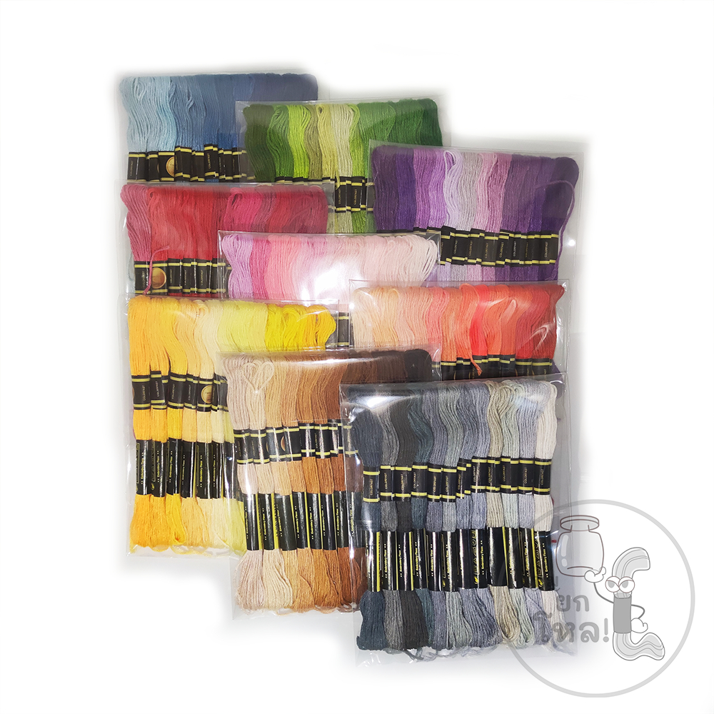 ไหมไล่สี ไหมโทนสี (1 ชุด มี 12 สี/ไจ)
