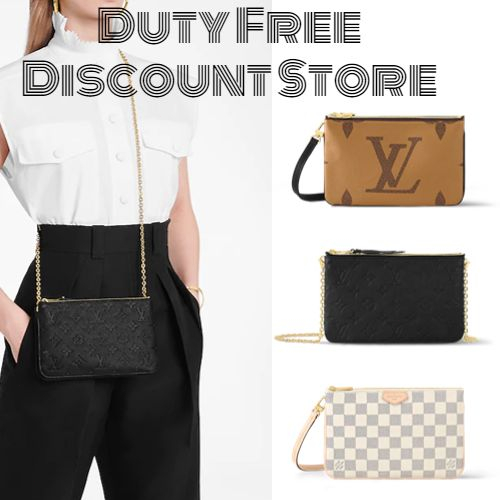 ของแท้💯Louis Vuitton Bag/lv/DOUBLE ZIP POCHETTE/babaeng Bag/hanbag/shoulder Bag