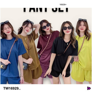 👗Pfashion [ส่งไวมาก🚛] TW16929 Set 2 ชิ้น เซตเสื้อยืดคอกลม + กางเกงขาสั้น ..