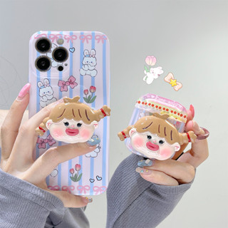 เคสแอร์พอด 3 Case Airpods 3 pro2 case การ์ตูน น่ารัก แฟชั่น สาวถักเปียคู่ เคส Airpod 3 pro2 case เคส Airpod 1 gen2 case