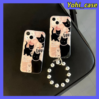 💕พร้อมส่ง💕iPhone 14 13 12 11 Pro Max เคส for เคสไอโฟน11 น่ารัก บางเบาพกพาง่าย การ์ตูน แมว ระดับสูง แฟชั่น โซ่มุก Case