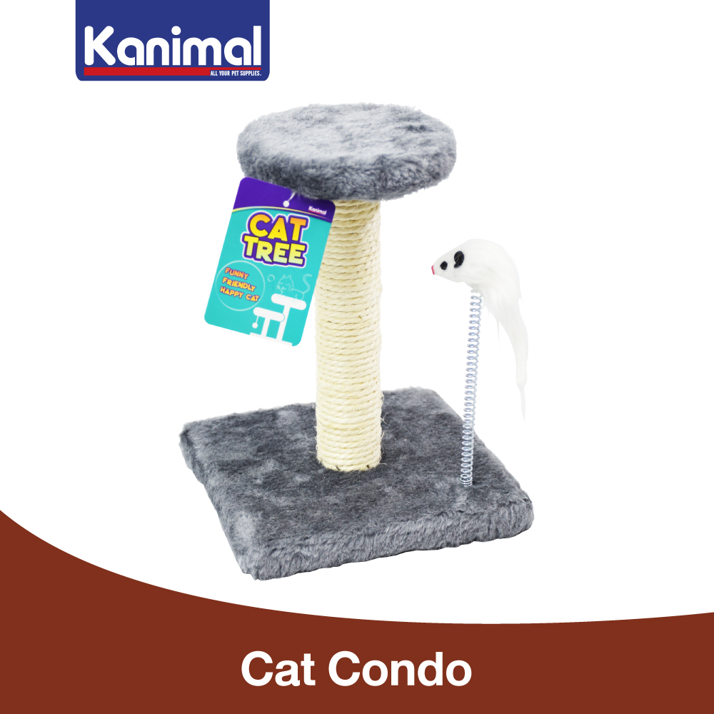 [00164] Kanimal Cat Tree ของเล่นแมว เสาลับเล็บแมว พร้อมหนูสปริง คอนโดแมว สำหรับแมวทุกวัย Size S ขนาด 26x19 ซม.
