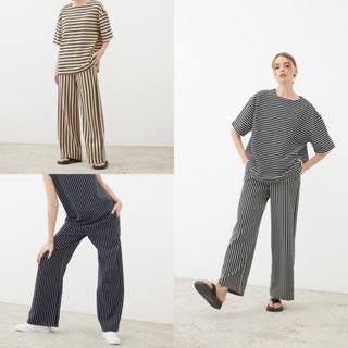 picht Petite Stripe Trousers Side Pocket ขายาว ผ้ายืดลายทางเล็ก สวมใส่สบาย