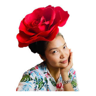 ดอกกุหลาบยักษ์ใส่ที่คาดผม/ติดกิ๊ป ทำจากกระดาษสา ขนาดดอก 25-30ซม. 🌹