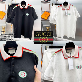 ชุดเซท Gucci 🏷️ เสื้อโปโล + กางเกงขาสั้น 🩳 Hiend  1:1 Cotton 💯