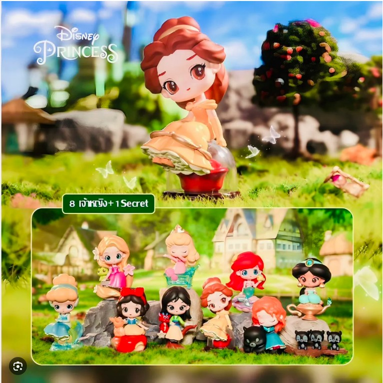 [พร้อมส่งยกกล่อง]โมเดลกล่องสุ่ม  Disney Princess Fairy Tale Town Miniso งานลิขสิทธิ์ของแท้ มือ1