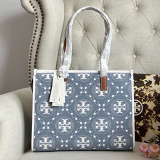 💙🌈รุ่นใหม่ล่าสุดNEW Tory burch Small T Monogram Denim Tote 146663