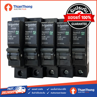 Schneider เซอร์กิต เบรกเกอร์ ลูกย่อย ชไนเดอร์ 1Pole 10A-32A 6kA Circuit Breaker Square D