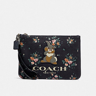 DISNEY X COACH GALLERY POUCH WITH ROSE BOUQUET PRINT AND THUMPER (COACH 91762) SV/MIDNIGHT