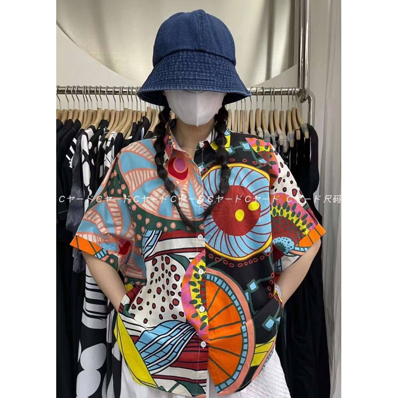 ✅พร้อมส่ง✅ 3921 เสื้อคอปก กระดุมผ่าหน้า อก60“ แขนสั้น ทรงปีกค้างคาว oversize Goffee Cyard