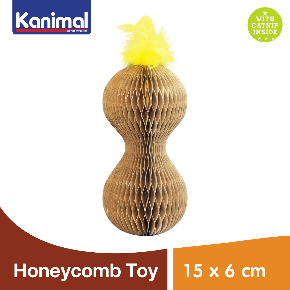 [90157] Kanimal Honeycomb Cat Toy ของเล่นแมว ของเล่นกระดาษ กระดาษรังผึ้งพันขนนก สำหรับแมวทุกวัย ขนาด 15x6 ซม.