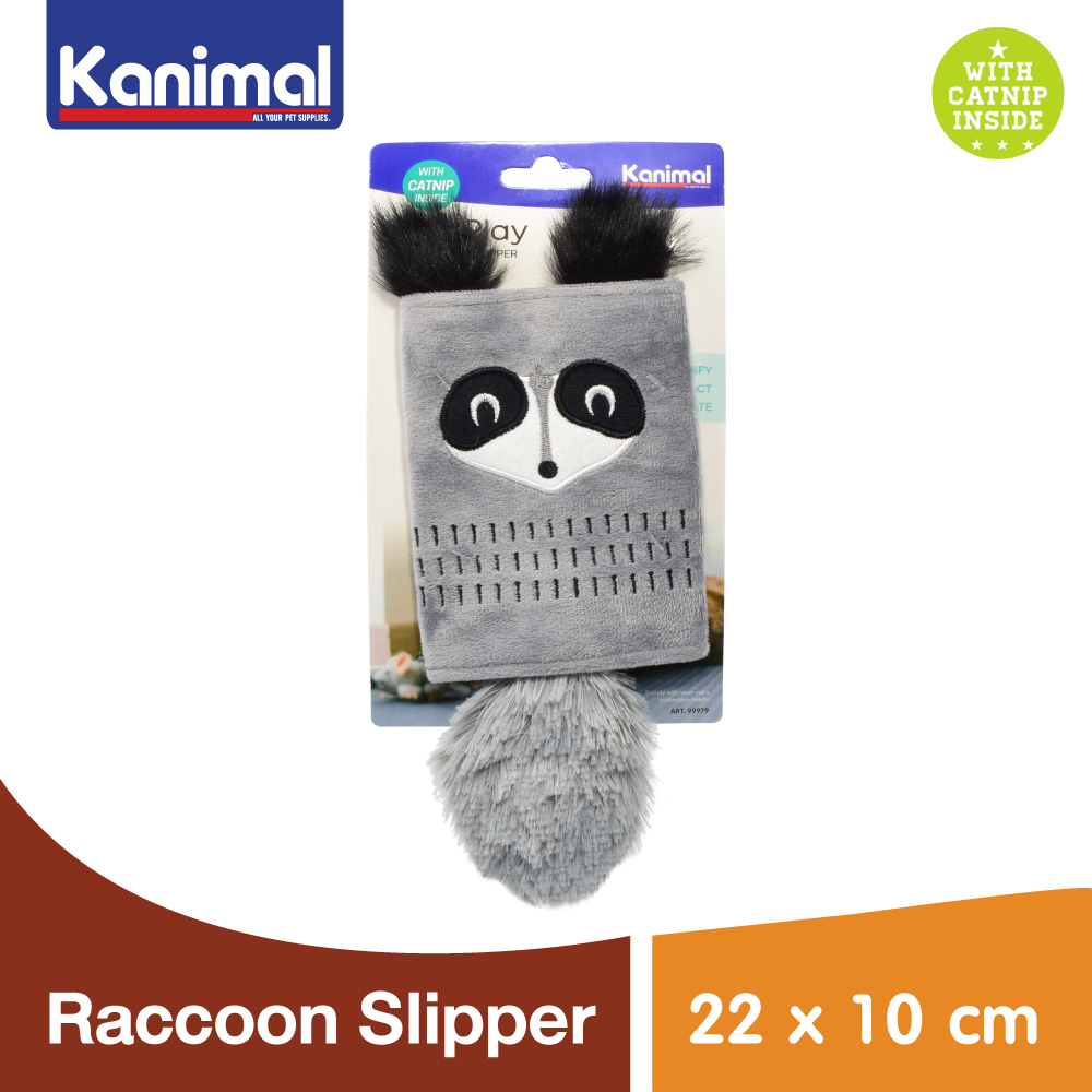 [99979] Kanimal Cat Toy ของเล่นแมว ของเล่นตุ๊กตาแรคคูน ยัดไส้ Catnip มีเสียง ก็อปแก๊ป สำหรับแมวทุกสายพันธุ์ 22x10 ซม.