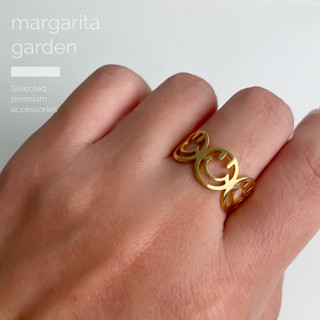 「 โค้ด ZJRP2 ลดทันที 45.- | ช้อปขั้นต่ำ 300.- 」 Margarita “Happy Smile” Adjustable Stainless Ring