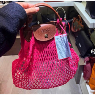 พร้อมส่ง แท้ 💯% New Longchamp ตาข่ายใหญ่ สีชมพู LE PLIAGE FILET Mesh bag L - Candy