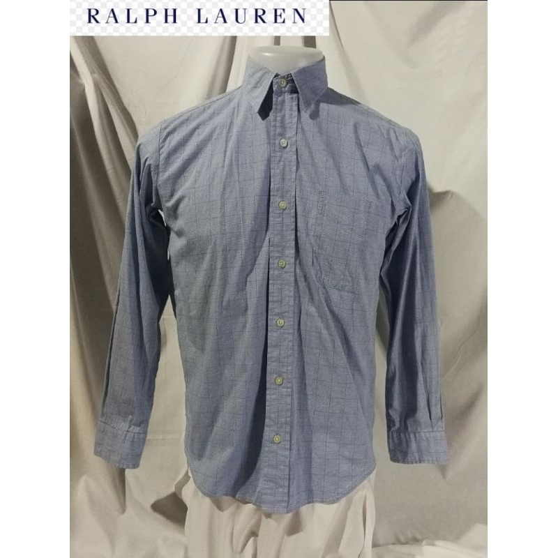 Ralph Lauren​ Brand_2nd hand เสื้อเชิ้ตแขนยาว วัสดุผ้าฝ้าย97%+สแปนเด็กซ์​3%/Size M/ Made in  🇵🇭​/ แท้มือสองกระสอบนำเข้า​
