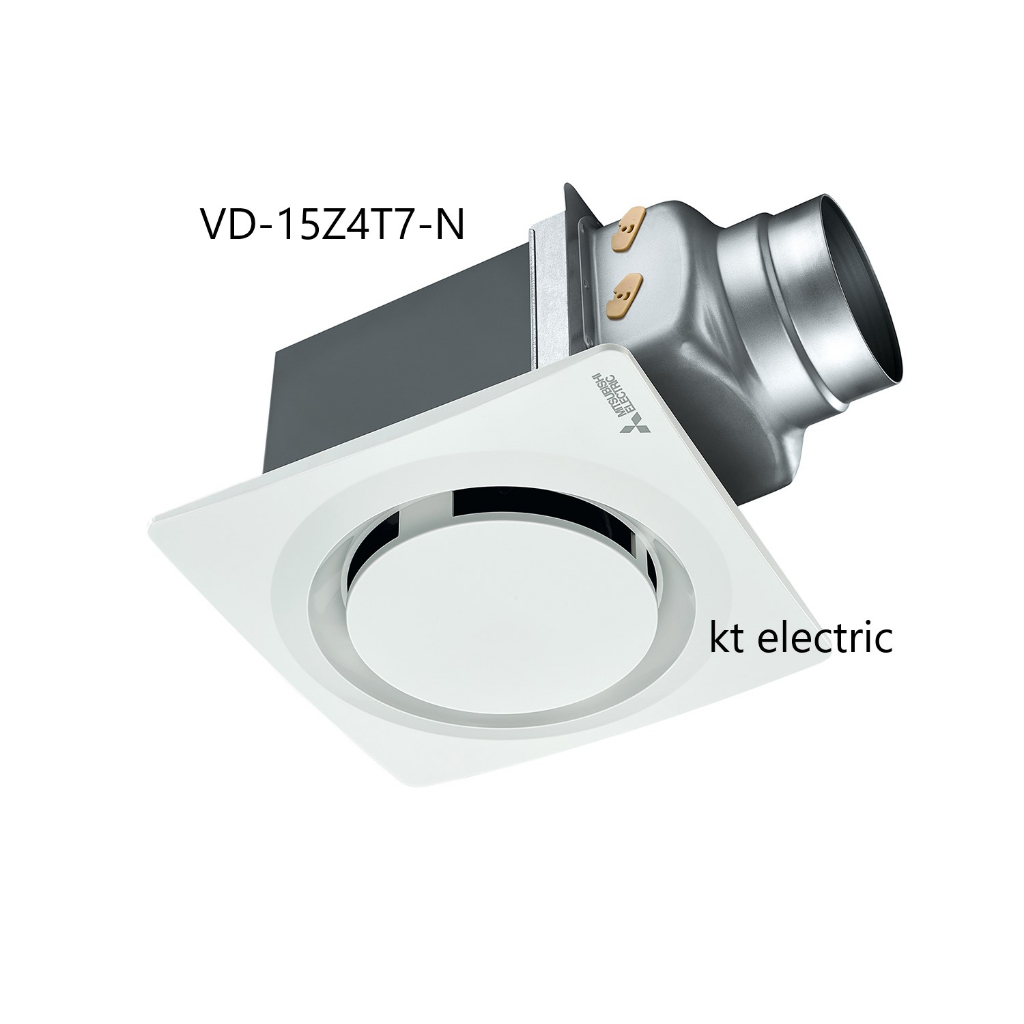 MITSUBISHI VD-15Z4T7-N พัดลมระบายอากาศ แบบต่อท่อฝังฝ้า ใบพัด 6 นิ้ว หน้ากากกลมดีไซน์ใหม่ ***ใช้ท่อต่