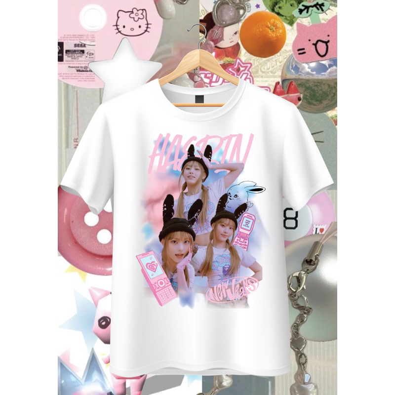 เสื้อยืดขาวพิมพ์ลายhaerinจากnewjeans