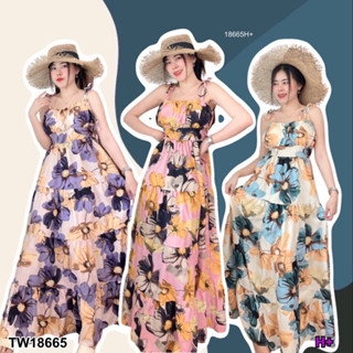 TW18665 Maxi dress ลายดอกไม้