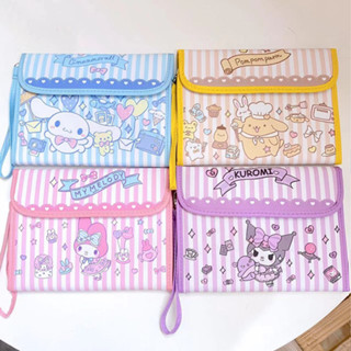 Sanrio กระเป๋าสตางค์ กระเป๋าถือ กระเป๋าช้อปปิ้ง ลายการ์ตูน กระเป๋าเก็บหนังสือเดินทาง Kuromi Cinnamoroll Melody รูปแบบการ์ตูนอนิเมะน่ารัก แบบพกพา อเนกประสงค์ สําหรับผู้หญิง