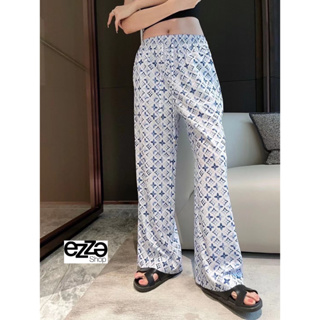 2สี SILK PRINT TROUSERS กางเกงขายาว ผ้าSilk ลายmonogram ลายคสชัด ทรงขาตรง ใส่สวยมาก หลุย