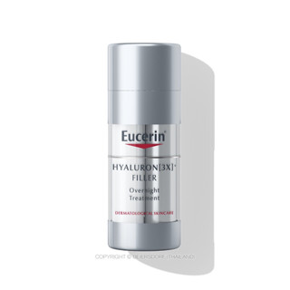 Exp.3/25 (30 มล) Eucerin HYALURON [3X]+ FILLER OVERNIGHT TREATMENT (เซรั่มบำรุงผิวหน้า ลดเลือนริ้วรอย ผลัดเซลลผิว)