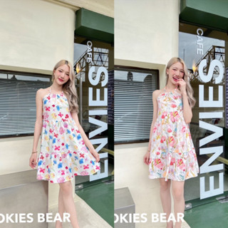 ✨New Dress Cookies Bear🍪🐻เดรสแต่งชั้นๆผูกคอ🎀 ผ้าพิมพ์ลายส้ม🍊น่ารักสดใสสุดๆ💖