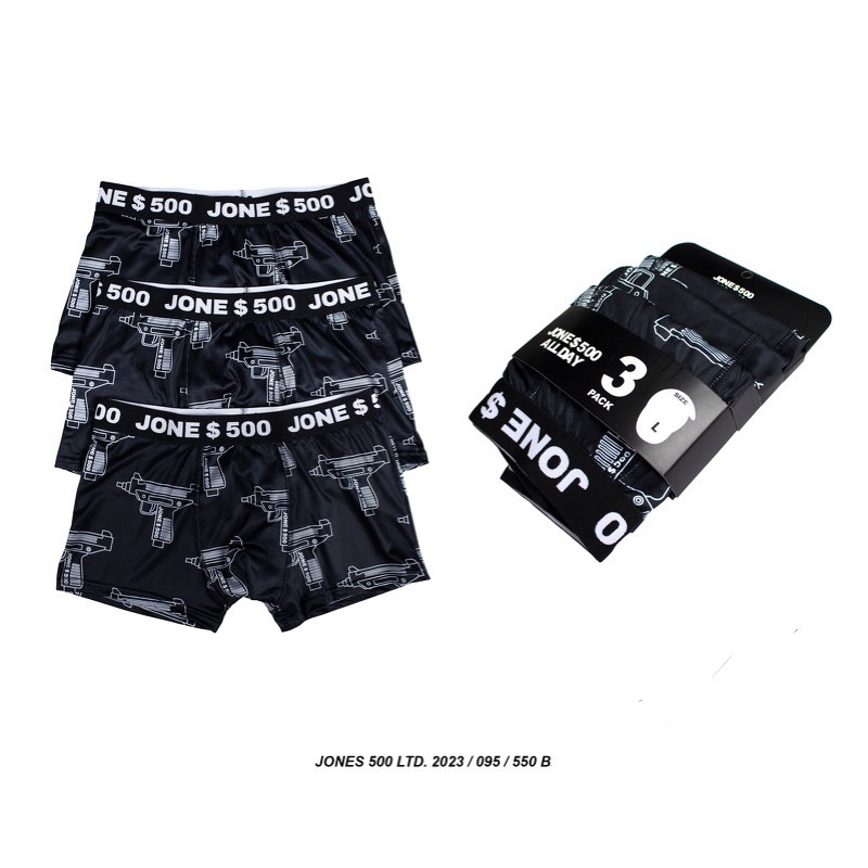 🥷BOXER 🩲 JONE500ของแท้🩲 รุ่นจัดทำพิเศษ Uzi Printed Boxer Pack3ตัว