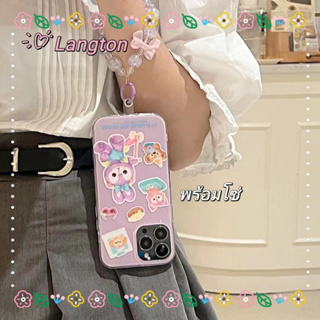 🌈Langton🌸ป้องกันการหล่น ขอบเต็ม สไตล์สร้อยข้อมือ iphone 11 14 pro max เคสใส การ์ตูน น้ำค้าง case for iPhone 12 13