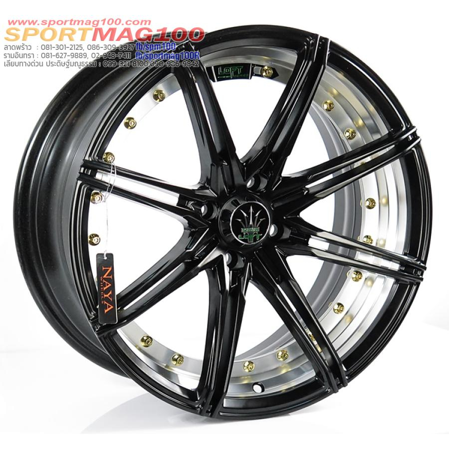 ล้อแม็กซ์ Naya Loft RIKA สีดำด้านหมุดทองอันเดอร์คัตเงิน 7-17นิ้ว 4รู100 ET30 [20439]
