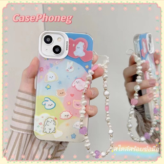 🍑CasePhoneg🍑ป้องกันการหล่น ขอบเต็ม สไตล์สร้อยข้อมือ iPhone 11 14 pro max การ์ตูน สาวน่ารักหัวใจ case for iPhone 12 13