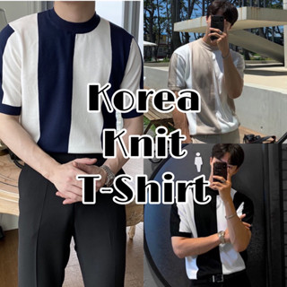 SLURBOYY KOREA KNIT T-SHIRT เสื้อไหมพรมคอกลม ลายทาง (SB0742)