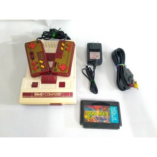 Famicom จอยเม็ดถั่ว ระบบ AV SFC หม้อแปลงไฟไทยพร้อม ตลับเกมรวม 500 in 1