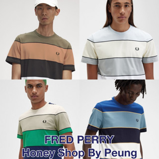 [ของแท้ พร้อมส่งในไทย] Fred Perry Bold Stripe T Shirt Col : Light Rush, Ice Cream, Seagrass และ Ash Blue (SS23 รุ่นใหม่