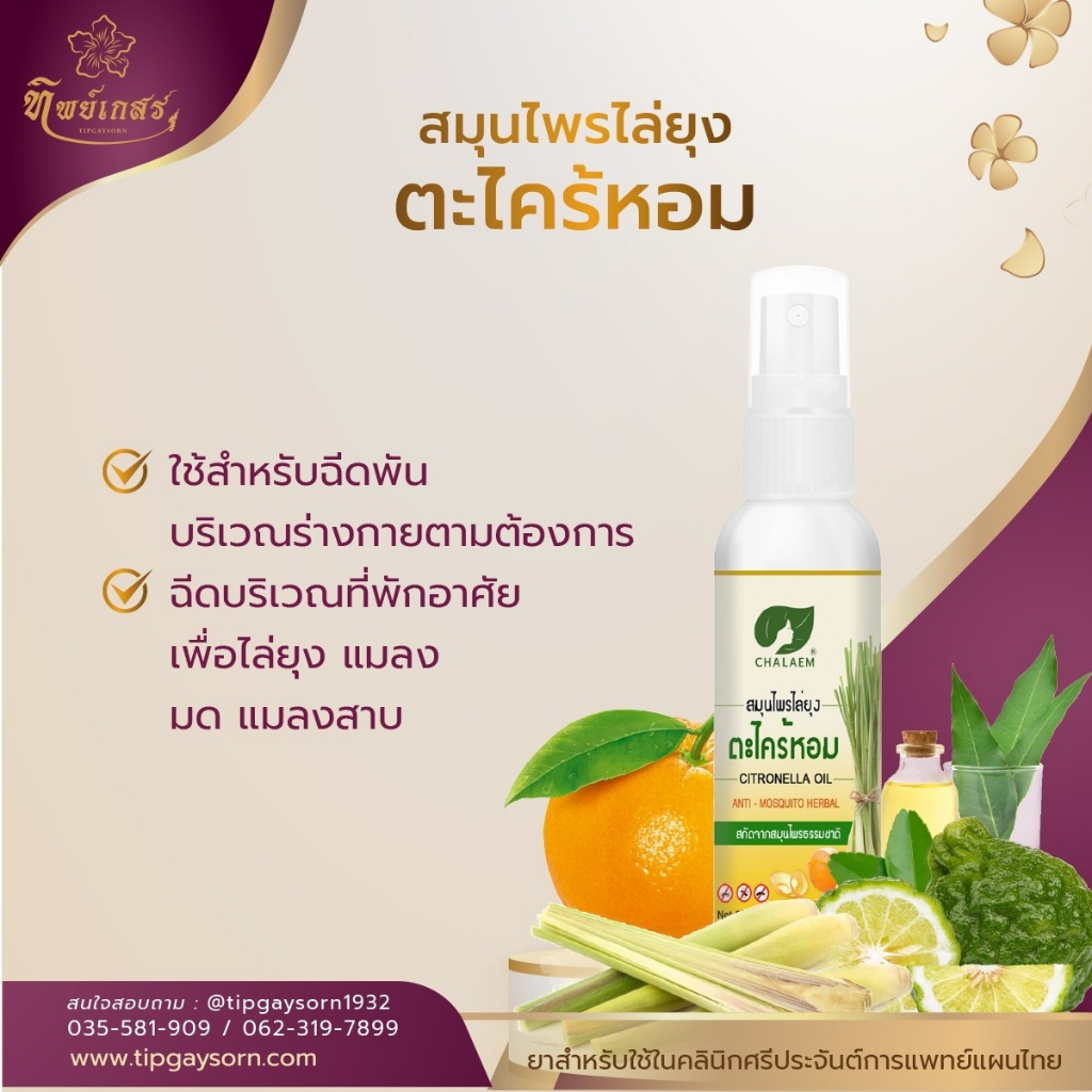 สเปรย์สมุนไพรไล่ยุง ตะไคร้หอม ขนาด 50 มล