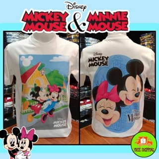 เสื้อDisney ลาย Mickey&amp;minnie สีขาว (MKX-015)