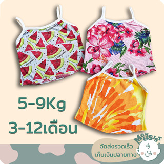 เสื้อสายเดี่ยว 👗เด็กเล็ก 3-12 เดือน (5-9Kg)🍄มี 2แบบ🌷🌷แบบตัวสั้น เอวลอยๆ 🌺แบบตัวยาว น่ารักๆ🌷 ทรงสวย ผ้านิ่มๆ ลายเก๋ๆ😍