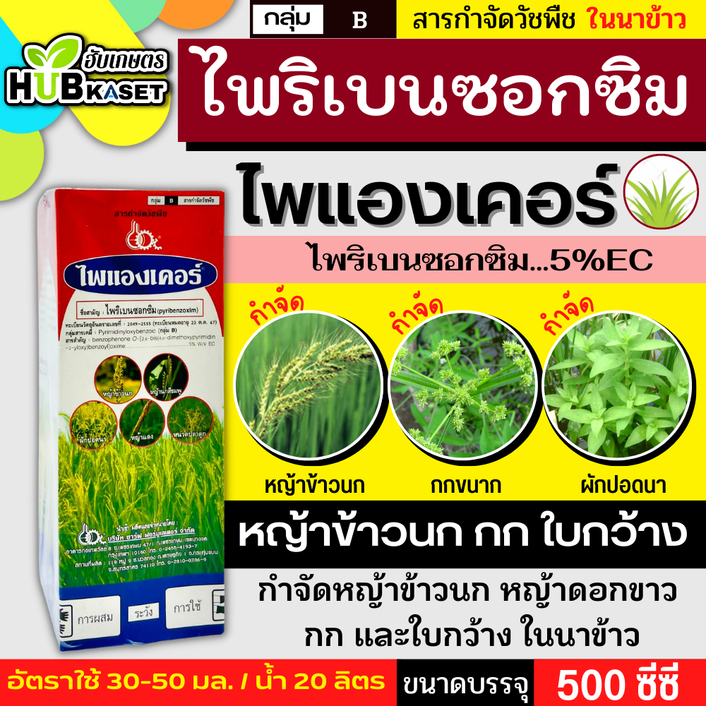 ไพแองเคอร์ 500ซีซี (ไพริเบนซอกซิม) กำจัดวัชพืชใบแคบ ใบกว้างและกก ข้าวไม่แดง
