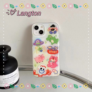 🌈Langton🌸ขอบเต็ม ป้องกันการหล่น  iphone 11 14 pro max การ์ตูน บัซไลท์เยียร์ หมีสตอเบอรี่ น่ารัก case for iPhone 12 13