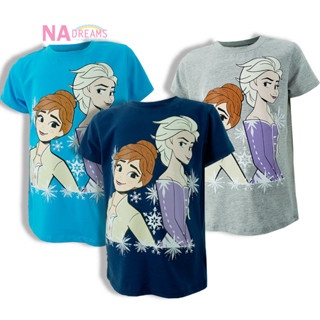 Disney Frozen เสื้อยืดคอกลม เด็ก 4-10 ปี ผ้าคอตตอนสแปนเด็กซ์ ลายโฟรเซ่น จาก NADreams เนื้อผ้าเกรดดี นุ่มมาก