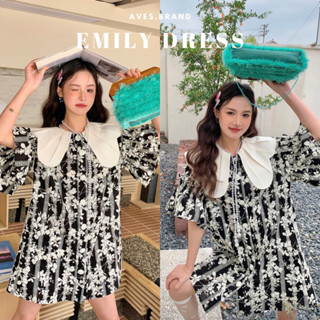 AVES.BRAND EMILY DRESS มินิเดรสลายดอก ปักลูกไม้