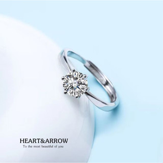 s925 Heart &amp; Arrow แหวนเงินแท้  ประดับ Cubic Zirconia (CZ)เพชรเป็นรูปหัวใจ 10 ดวง ลูกศร 10 ดอก