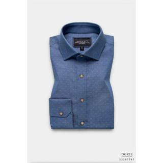 Indigo Blue Micro Polkadot Cotton Shirt - เสื้อเชิ้ตผ้าคอตตอนลายจุดสีน้ำเงินคราม