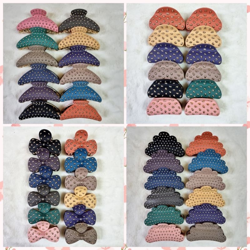 F...ตัวหนีบจุดทอง คละสี 12 ชิ้น (ราคาส่ง)