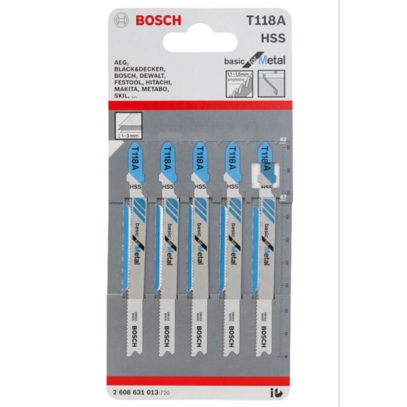 BOSCH​ T118A​ ใบเลื่อยจิ๊กซอว์ เลื่อยเหล็ก *ของแท้* ราคาต่อ 1 แพค