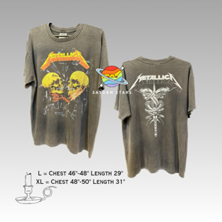 เสื้อยืดฟอก Bio Metallica - Double Skulls (ป้าย Metallica)