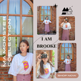 MaMalik เสื้อยืด Unisex Oversize สีขาว เนื้อผ้า Cotton 100% ลาย Monster [BROOKE]