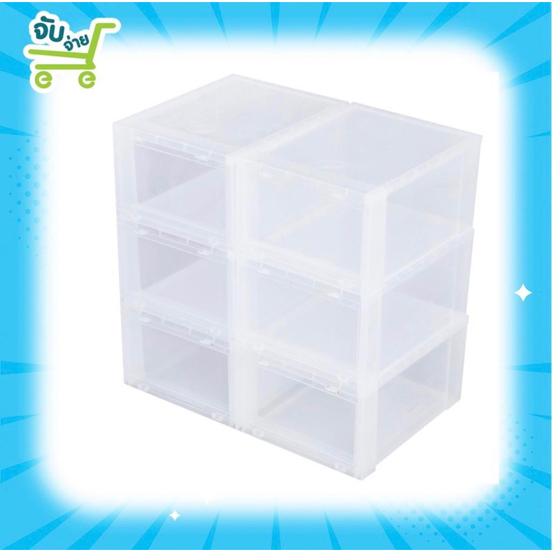 ชั้นเก็บรองเท้า Tower Box แบบใส ดำPack 6 แพค กล่องรองเท้า กล่องเก็บรองเท้า กล่อง Towerbox Super Loc
